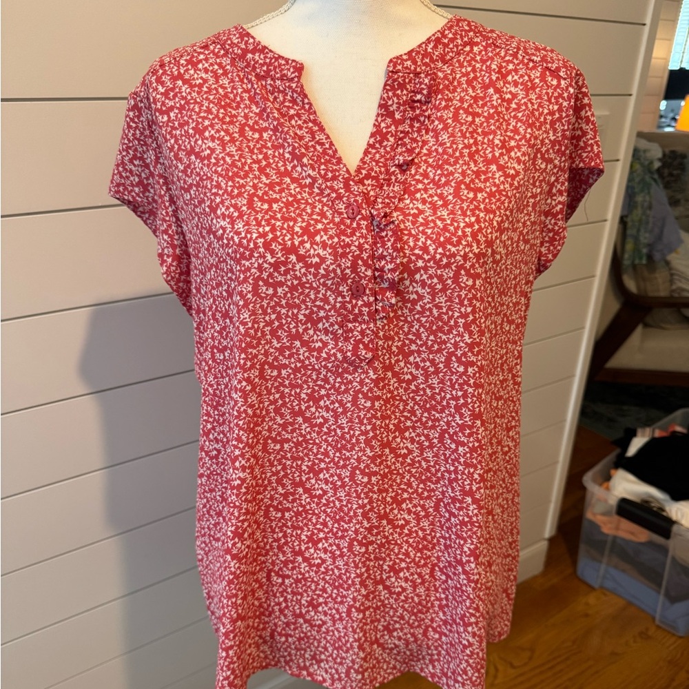 Chic Red Floral Blouse
